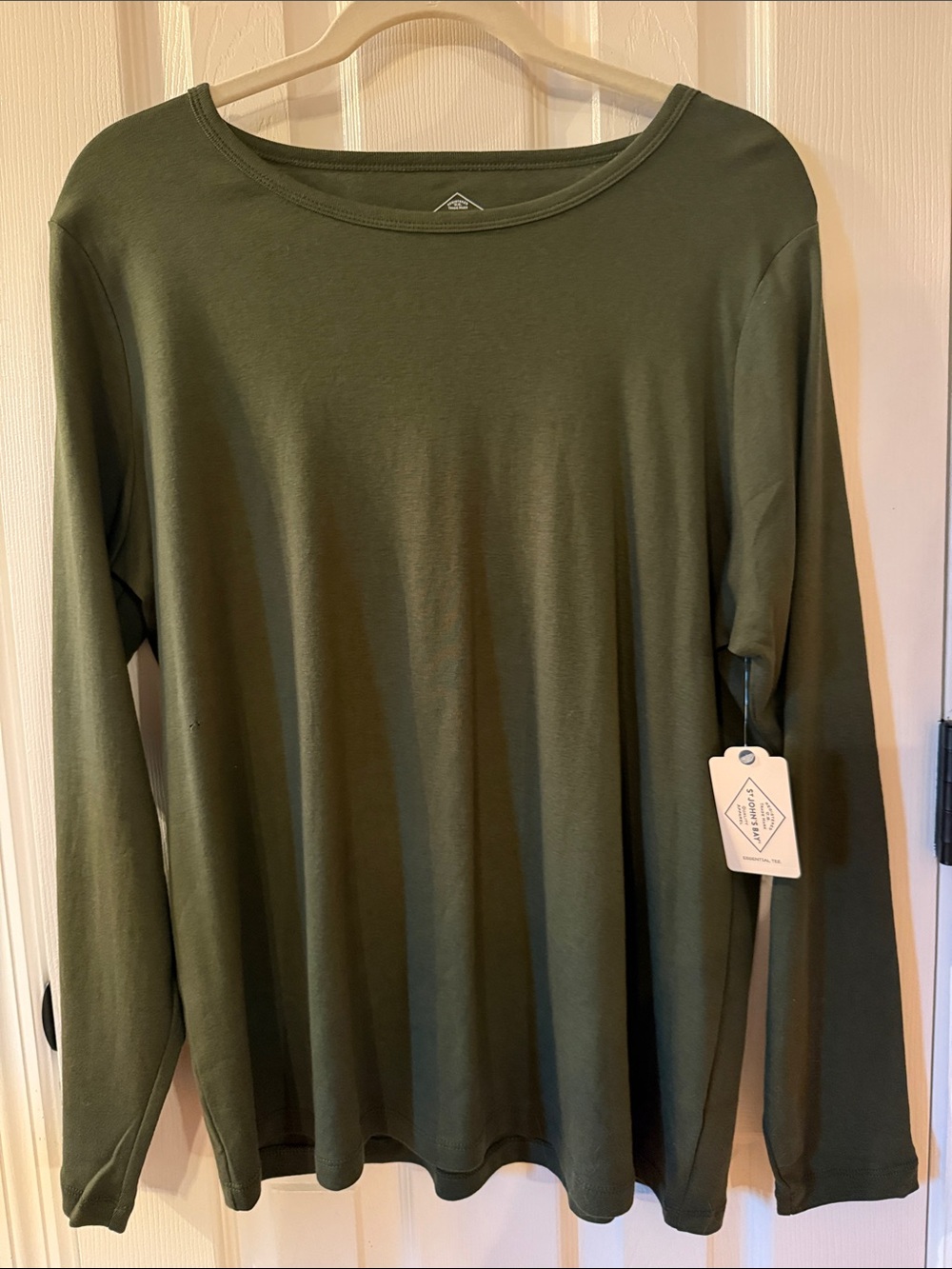St. John’s Bay Essential Tee Relaxed Scoop Neck Long-Sleeve Top - Olive